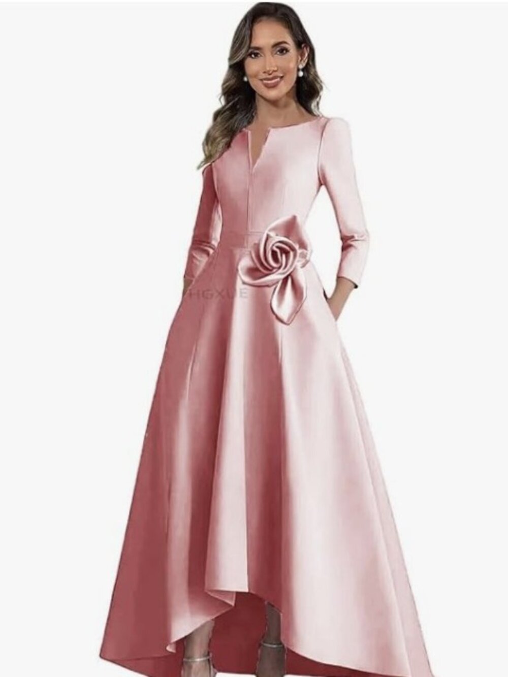 Long Sleeve Mother of The Bride Dresses for Women Tea Length Formal Dress